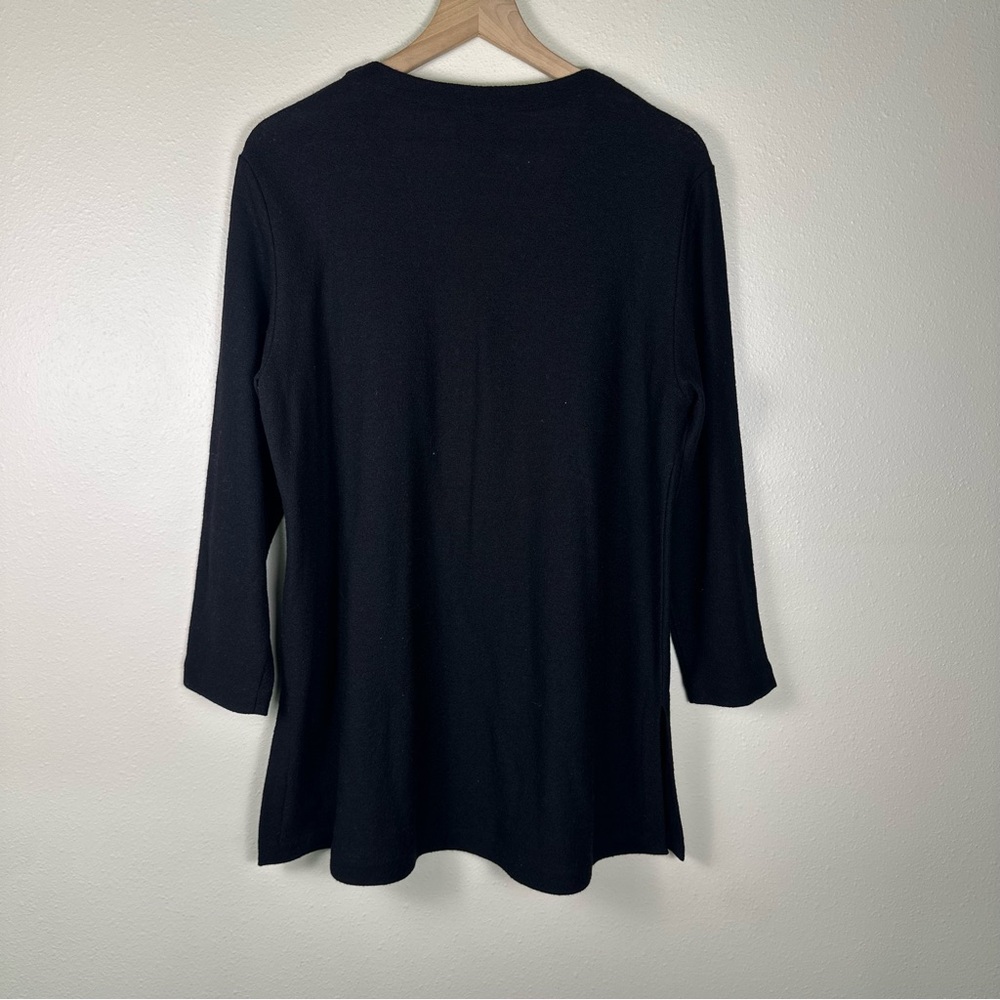 Vintage EILEEN FISHER Chic Quiet Luxury Black Wool Button Front Cardigan Sweater - Picture 6 of 6